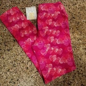 LuLaRoe Pink Heart Leggings